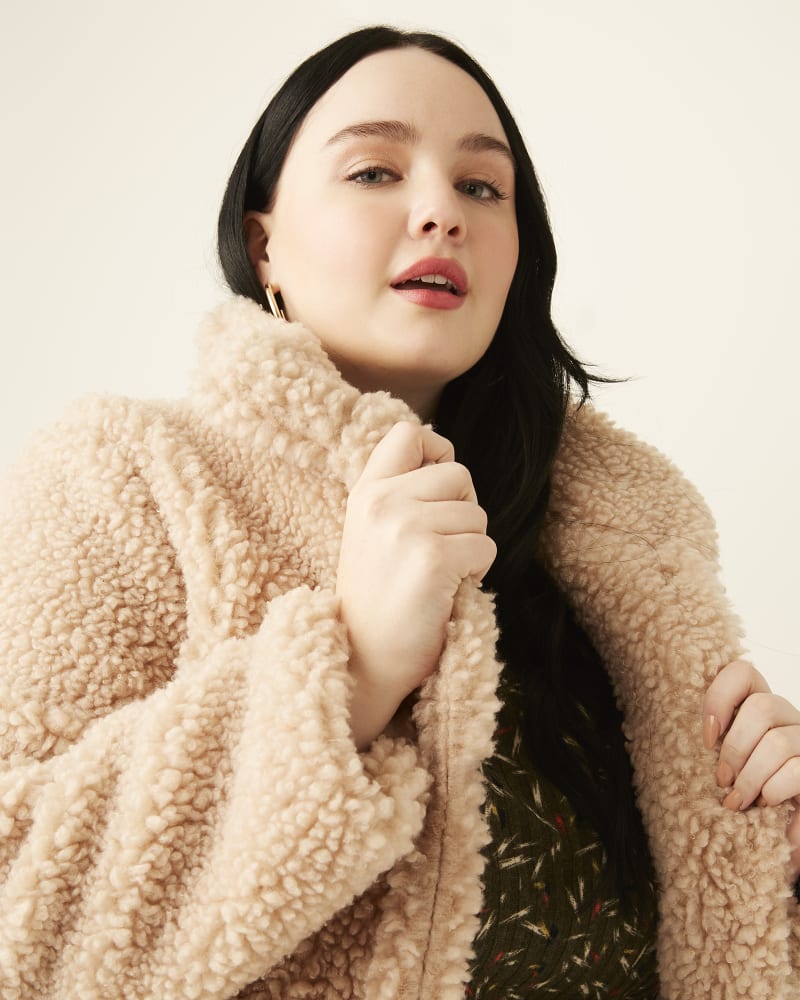 Front of plus size Fleur Faux-Fur Teddy Jacket by East Adeline | Dia&Co | dia_product_style_image_id:171446